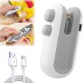 Mini Bag Sealer, 2 in 1 USB Rechargeable Bag Sealer Heat Seal Cutter, Rechargeable Mini Snack Bag Sealer, Portable Resealer Machine for Plastic Bags Food Storage Snacks Freshness.