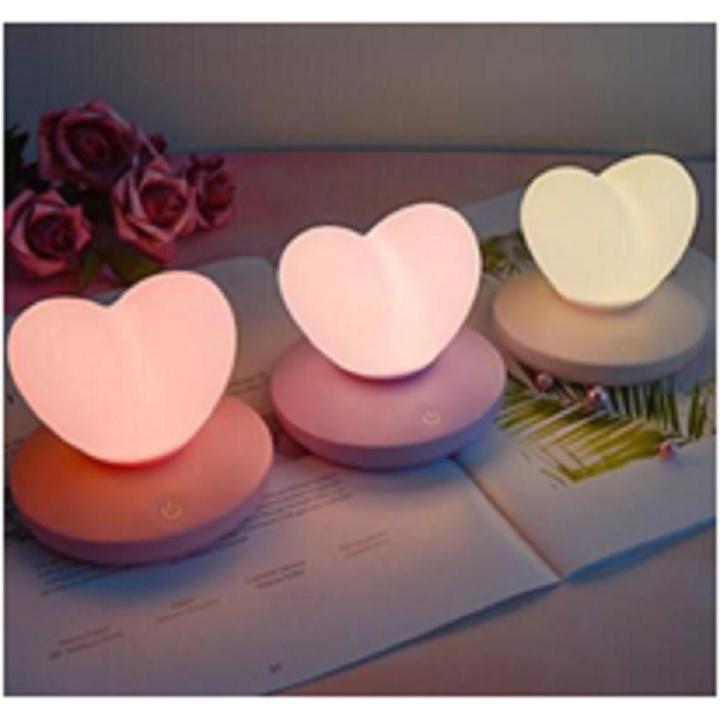 2021 LED Touch Control Table Lamp USB Rechargeable Lamp Energy Saving Romantic Heart Shape Decoration Nig