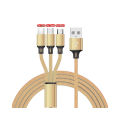 Weaving One to Three Data Cables Usb Port Multiple 3In1 Micro USB Type C Charger Cable For Ios/Android/Type-C USB Charging Cable.