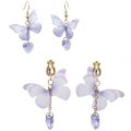 XQFATE Beautiful Purple Butterfly Crystal Drop Earrings for Women Fashion Bow Zirconia Water Drop Charm Ear Clip Jewelry Gifts.