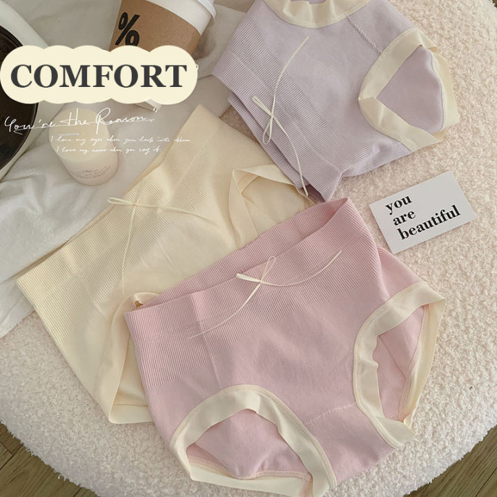 3 pieces Sweet Beauty panties Cotton Crotch Women Mid Waist Triangle Pants Thin Breathable Soft Hip Lifting and Belly Tightening panties