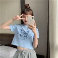 Clothing for BFF Short Short Sleeve T Women's T-shirt 2024 Summer New Korean Style Fashionable Cropped Harajuku Style Student Top. 