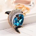 Cute Rhinestone Crystal Blue Water Drop Dolphin Keychain Marine Animal Key Chain Key Ring Holder Pendant Keyring. 