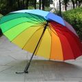 16 bone rainbow umbrella long handle straight pole umbrella touch cloth sunny rain business umbrella sunscreen rain print folding umbrella.