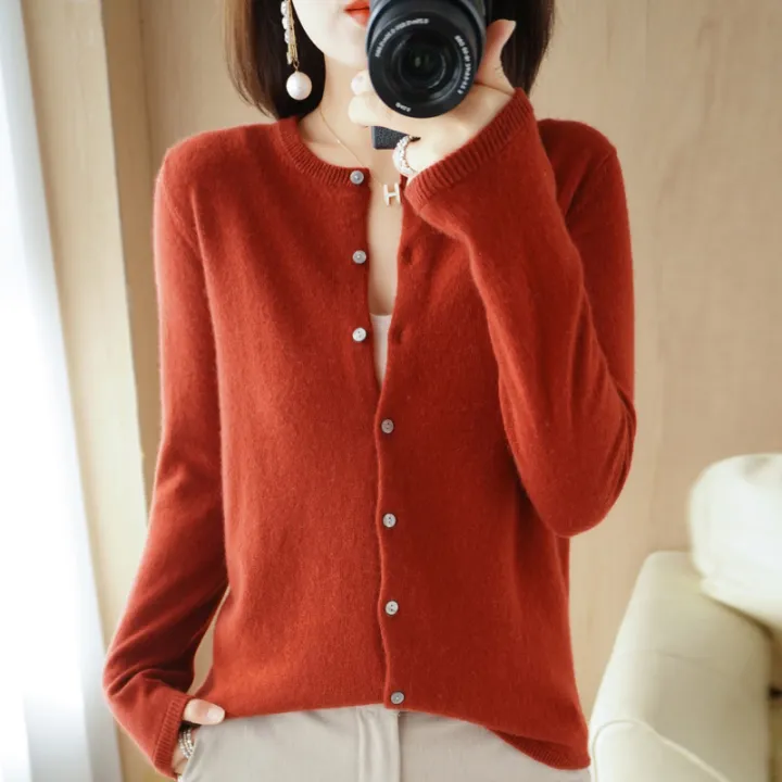 New%20Chic%20Autumn%20Winter%20Women%E2%80%98s%20O-neck%20Cashmere%20Cardigan%20Sweater%20Solid%20Cashmere%20Knitted%20Female%20Cardigan%20-%20Image%202