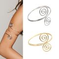 Punk Bohemian Metal Swirl Spiral Upper Arm Open Cuff Bracelet Bangle Adjustable Armlet Armbands Gypsy Turkish Party Jewelry. 