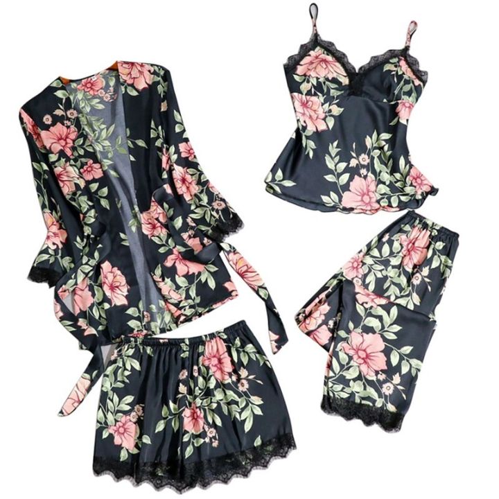 Pajamas%20for%20Women%20Pijama%205%20Pieces%20Set%20Sexy%20Ladies%20Pyjama%20Sleepwear%20Women%20Pajama%20Sets%20Sleep%20Lounge%20with%20ChPads%20Homewear%20-%20Image%202