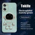 Tokifu For OPPO K10 5G Back Cover With Astronaut Folding Holder Luxury 6D Plating Case Soft Silicone Bracket Phone Cases. 