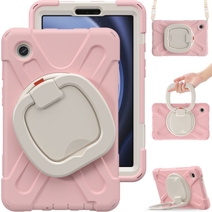 Silicone Hybrid PC Tablet Case with Holder & Shoulder Strap For Samsung Galaxy Tab A9