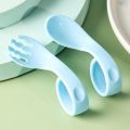Safety Curly Handle Baby Spoon Fork for Baby Toddler Feeding Training Utensils Infant Children Spoon Tableware Food Grade PP.