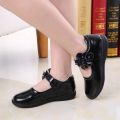 Kids Summer Bow-knot Black Student Sandals Fashion Girls Leather Shoes for Children Wedding Dress Princess School Shoes. 