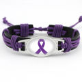【Beiver Jewelry Store  】Alert Meningitis Epilepsy Pancreatic Cancer Domestic Violence Rett Syndrome Hope LeatherBracelet. 