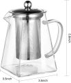 500ml & 900ml Square Glass Teapot for One with Heat Resistant Stainless Steel Infuser, Perfect for Tea and Coffee, Clear Leaf Teapot with Strainer Lid Gift for Your Family or Friends (Clear). 