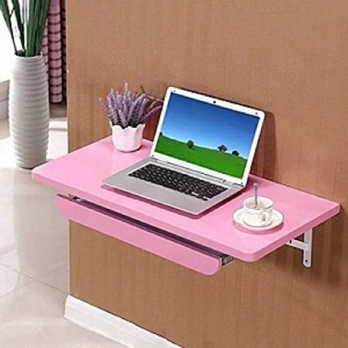 Product details of Wall mount pc/laptop table Wall-mounted Computer Desk Wood with Keyboard Support Pink Purple White Computer Desk