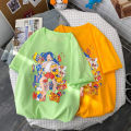 2021 Harajuku Korean Girl Eating Snacks CartoonsT Shirts Tees Shirt Tops Cotton Green Short-Sleeved Aesthetic Casual T Shirt.