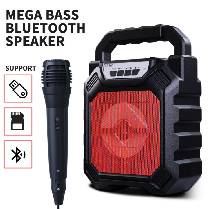 Ecocc【COD】1200mAh Wireless Bluetooth speaker portable boom box supports microphone input outdoor card pluggable large volume speake