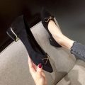 Women's Shoes Thick Heel Pointed Toe Shoes Summer New Women's Mid-heel Single Shoes Working Black High Heels Women. 