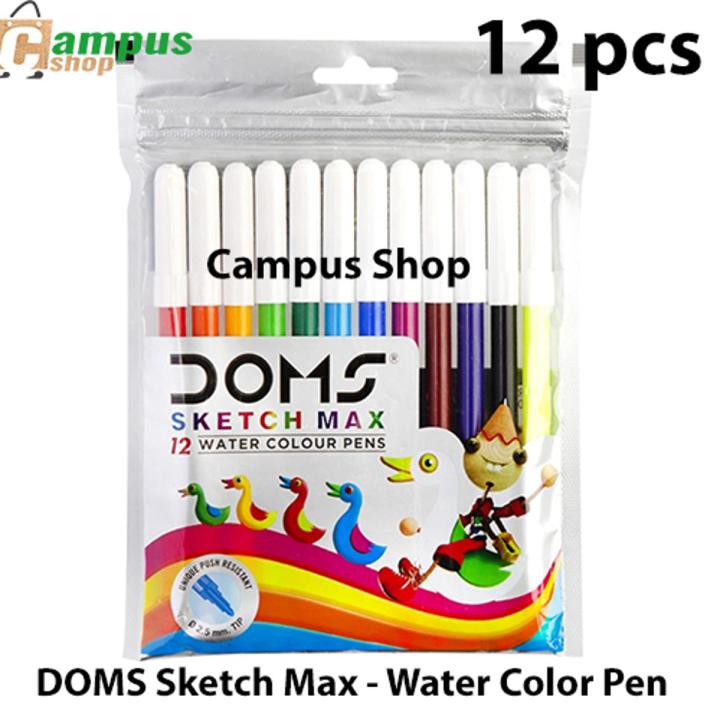 DOMS Water Color Pen, Sign Pen , Sketch Pen - 12 pcs Big Size