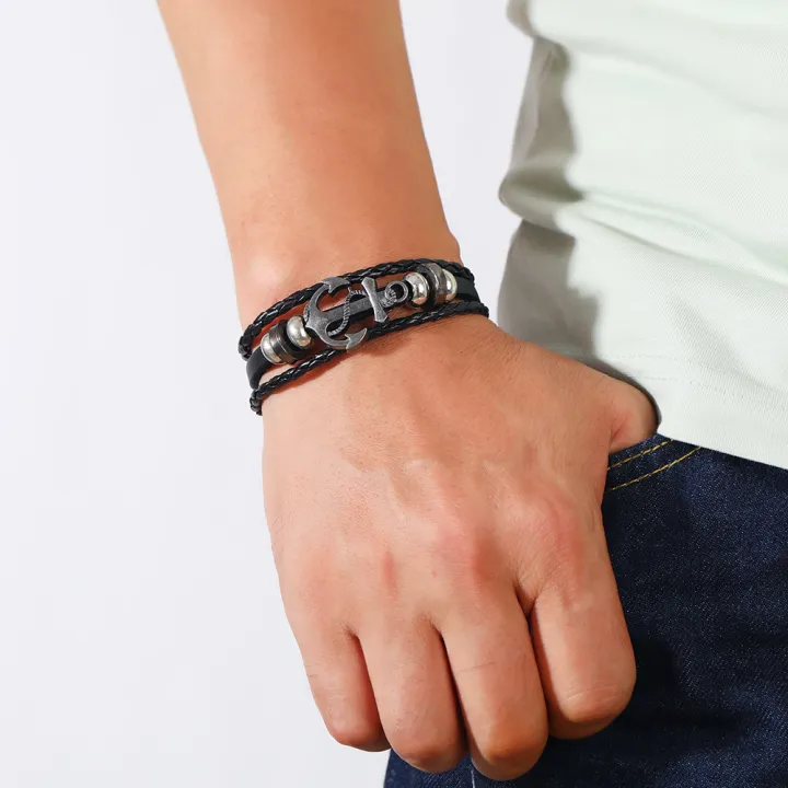 Black%20Braided%20Men%20Leather%20Bracelet%20Stainless%20Steel%20Magnetic%20Buckle%20-%20Image%205