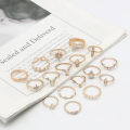 Hypoallergenic Alloy & Silver/Gold Plated 17-Piece Vintage & Bohemian Stackable Finger Ring Set – Stylish Jewellery for Women and Girls.