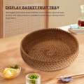 Handmade Autumn Rattan Weaving Round Storage Basket Fruit Dish Rattan Bread Basket for Kitchen Food Picnic Bread Mini Container. 