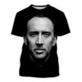 Actor Star Nicolas Cage 3D Printing T-Shirt Unisex Fun Short Sleeve Casual Round Neck T-Shirt Men's Fashion Punk Tops.