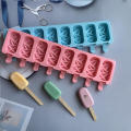 8-Hole Ice Cream Silicone Mold Chocolate Baking Soap Mould Colorful Geometric Lines Home Ice Cube Making Tray Container.