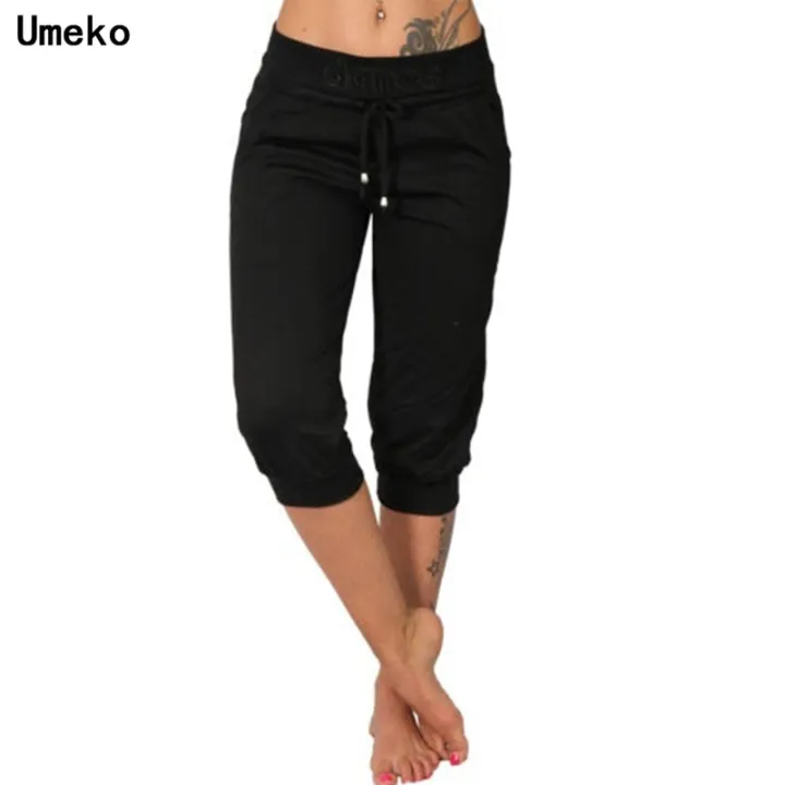 Summer%20Women's%20Fashion%20Elastic%20Waist%203/4%20Jogging%20Capri%20Hose%20Strass%20Dance%20Paisley%20Drawstring%20Casual%20Sport%20Fitness%20Pants%20Plus%20Size%20-%20Image%204