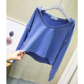 Plus size shoulders irregular long sleeve T-shirt women's autumn slim casual hooded sweatshirt versatile trend lazy style. 