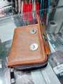 Blocking Zip Pocket Purse Lady Men Wallet Case Unisex Leather Card Holder.