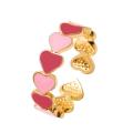 1Pc/2Pcs Korean Style Fashion Pink Heart Adjustable Open Rings For Women Girls Sweet Jewelry Gift. 