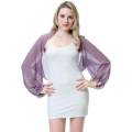 Women Long Sleeve Chiffon Shrug Black Flower.