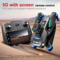 (REMOTE DIPLAY) 5G WIFI FPV G.P.S Drone Drone 4K HD Dual Cameras Obstacle Avoidance LED Large Screen Remote RC Drone DSB. 