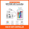 WIFI Controller Duel Output WIFI Smart App Control DC 12-24V with 24 key IR Remote For SMD5050 SMD2835 RGB LED Strip. 