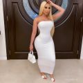 summer women's sexy sleeveless chest wrapped Long Beach Dress. 
