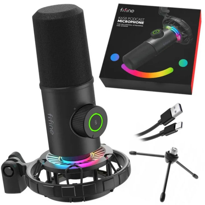 Fifine K658 USB RGB Dynamic Microphone for PC/Mac/Mobile (Official Product)