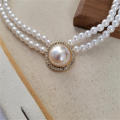 【100%-original】 Banquet Accessories White Pearl Necklace Dress Party Jewelry Double Layered Necklace White Pearl Earrings Vintage Pearl Choker Necklace.