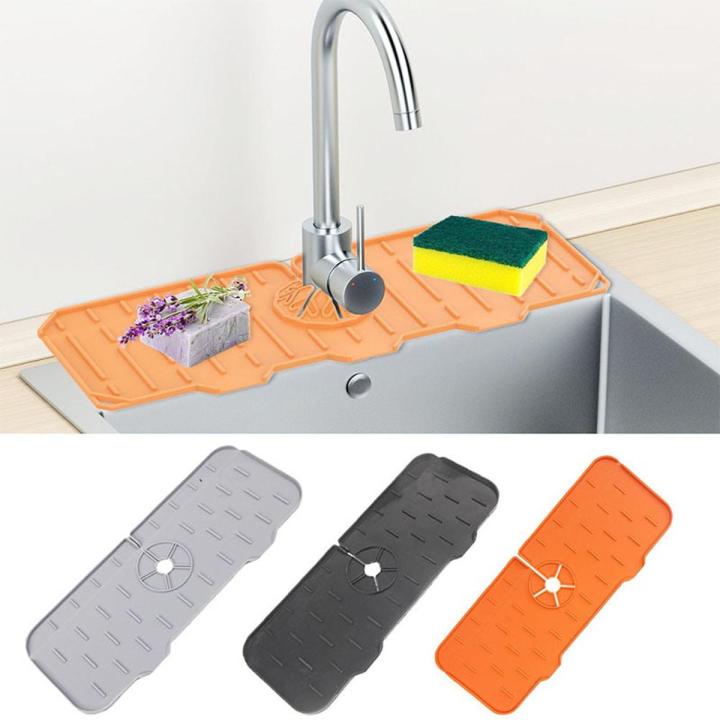 Faucet Mat Kitchen Sink Silicone Splash Pad Drainage Waterstop Bathroom Countertop Protector Quick Dry Tray 1Pcs