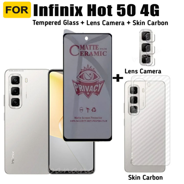 Infinix Hot 50 Privacy Tempered Glass Hot 50i 40i 40 Pro Smart 9 8 Screen Protector+Camera Lens Glass+Back Film