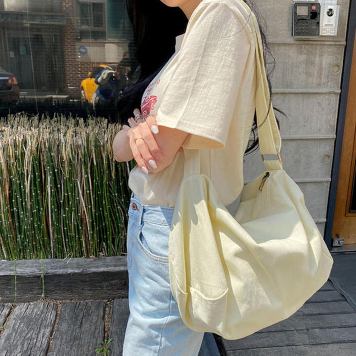 Canvas%20Ladies%20Shoulder%20Bag%20Adjustable%20Strap%20Casual%20Accessory%20Cotton%20Cloth%20Material%20Canvas%20Crossbody%20Bag%20Trendy%20Stylish%20Design%20Canvas%20Handbag%20for%20Female%20Students%20School%20Accessory%20Daily%20Commute%20Fashion%20-%20Image%208