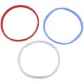 Silicone Sealing Ring For Pressure Cooker Pot Accessories, Fits 5 Or 6 Quart Models, Red, Blue And Common Transparent White, Pack Of 3. 
