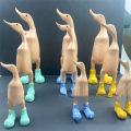 Resin Duck Statue Garden Sculpture Cute Cartoon Ducks Wearing Spotted Wellies Boot Good Luck Figurine Easy to Use Blue-S.
