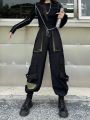 Techwear Patchwork Cargo Pants Women Harajuku Streetwear Pockets Oversize Joggers Trousers Female Japanese Loose Tracksuit.