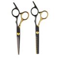 6 Inches Black-gold Barber Scissors Household Scissors Flat Shears Fine-toothed Shears Barber Accessories. 
