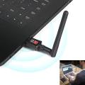 High-Speed 300Mbps Wireless USB WiFi Adapter 802.11n/g/b 2.4GHz with Antenna - New, Black.