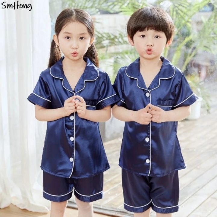 Toddler%20Girls%20Pyjamas%20Kids%20Satin%20Pajamas%20Button%20Silk%20Pajama%20Sets%20Teenager%20Boy%20Sleepwear%20Teens%20Pajamas%20Summer%20Clothes%20for%203%20-14T%20-%20Image%205