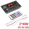 Bluetooth 5.0 MP3 Decoder Board 2*40W 80W Amplifier Audio Player 12V DIY MP3 Player Car FM Radio Module TF USB Mic Record Call. 