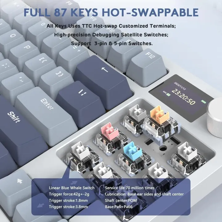 ATTACK%20SHARK%20K86%20Linear%20Switch%20Wireless%20Triple%20Mode%20Mechanical%20Keyboard%20Knob%20Smart%20Screen%20Full%20Key%20Hot%20Swap%20Gaming%20Keyboard%20-%20Image%205