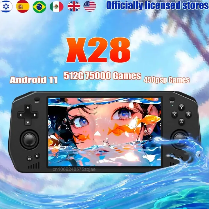 Powkiddy X28 Portable PS2 Handheld Game Console Android11 T618 5.5 Inch Touch Screen 512G 450 PSP 480 PS2 Video GAMES HD OUTPUT