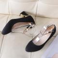 Women's Fashion Solid Round Toe Chunky Heels Wedding Work High Heels Shoes. 